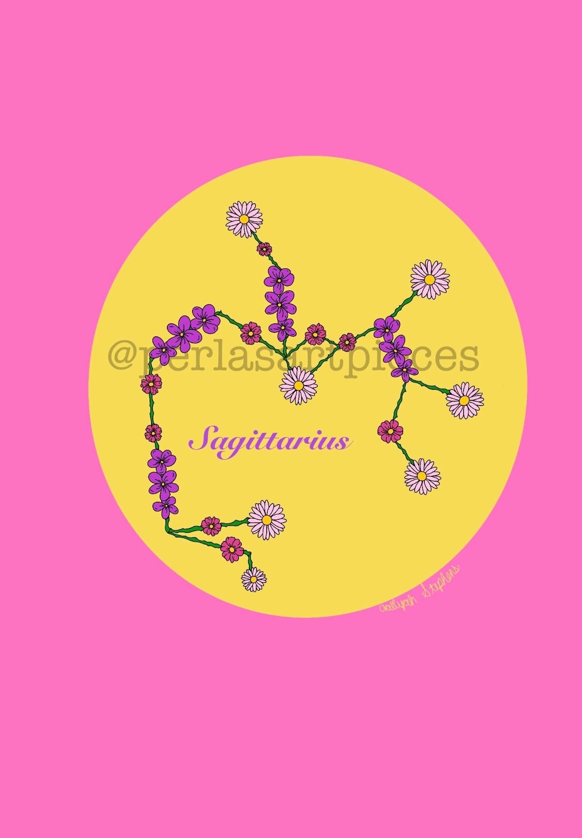 Sagittarius Zodiac Flower Constellation Art Print