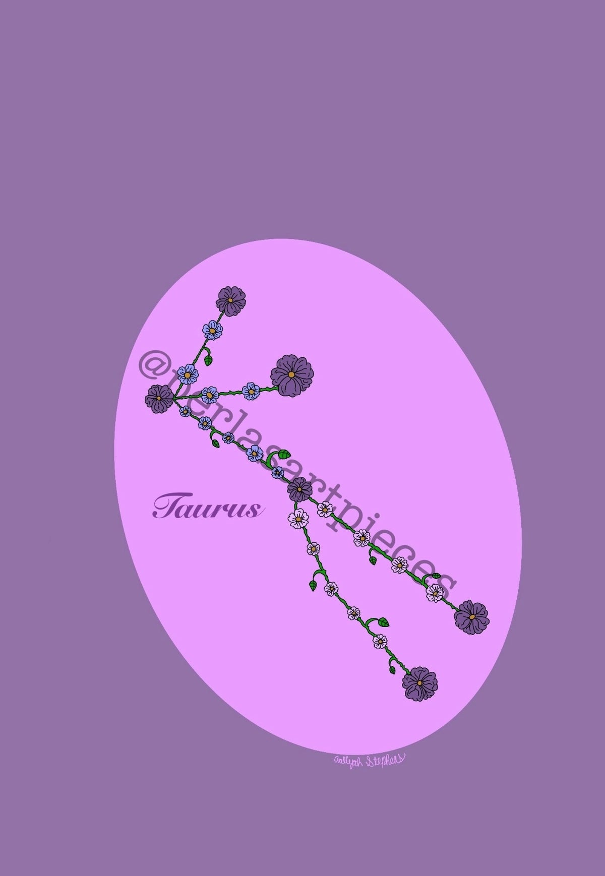 Taurus Zodiac Flower Constellation Art Print