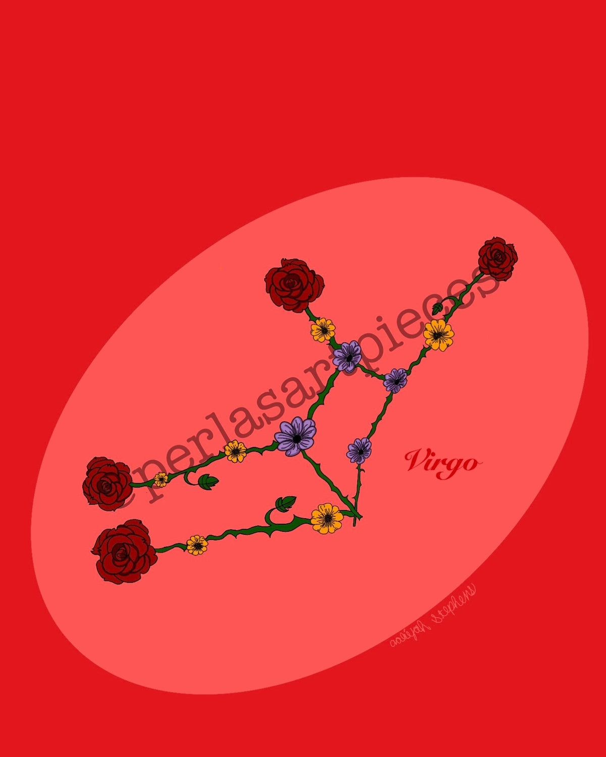 Virgo Zodiac Flower Constellation Art Print