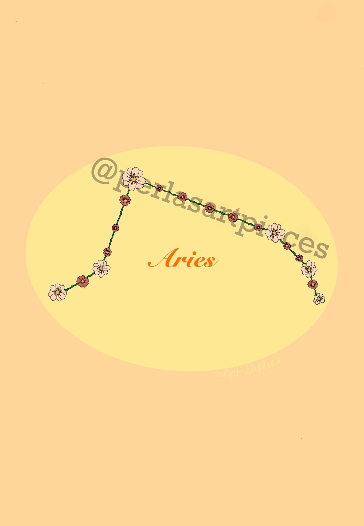 Aries Flower Zodiac Constellation Art Print