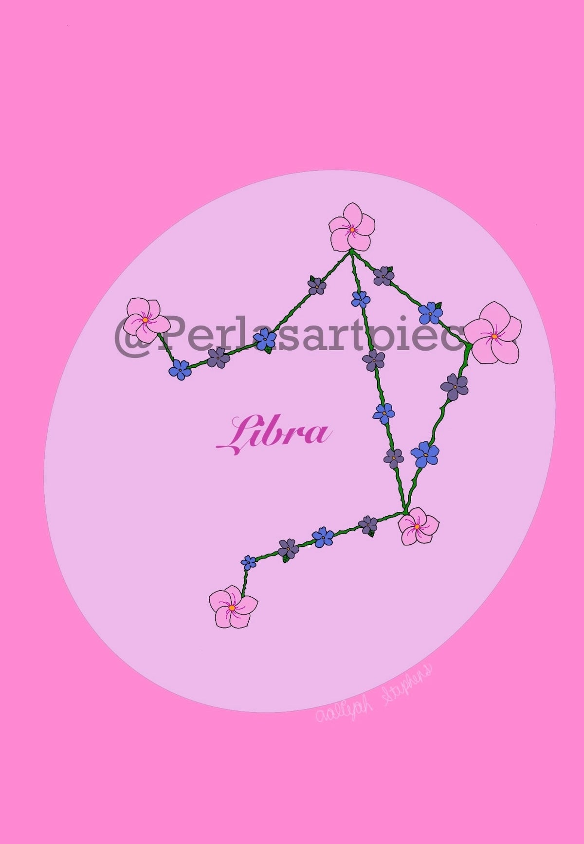 Libra Zodiac Flower Constellation Art Print