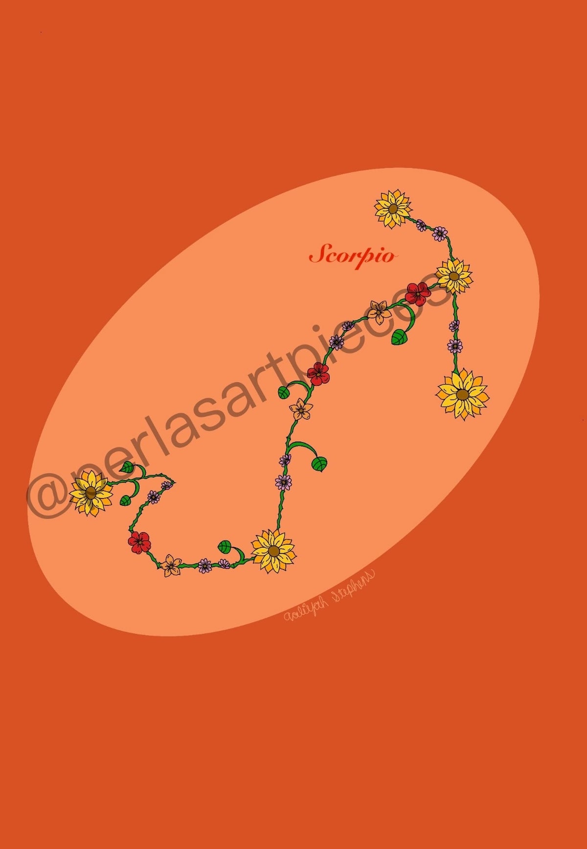 Scorpio Zodiac Flower Constellation Art Print