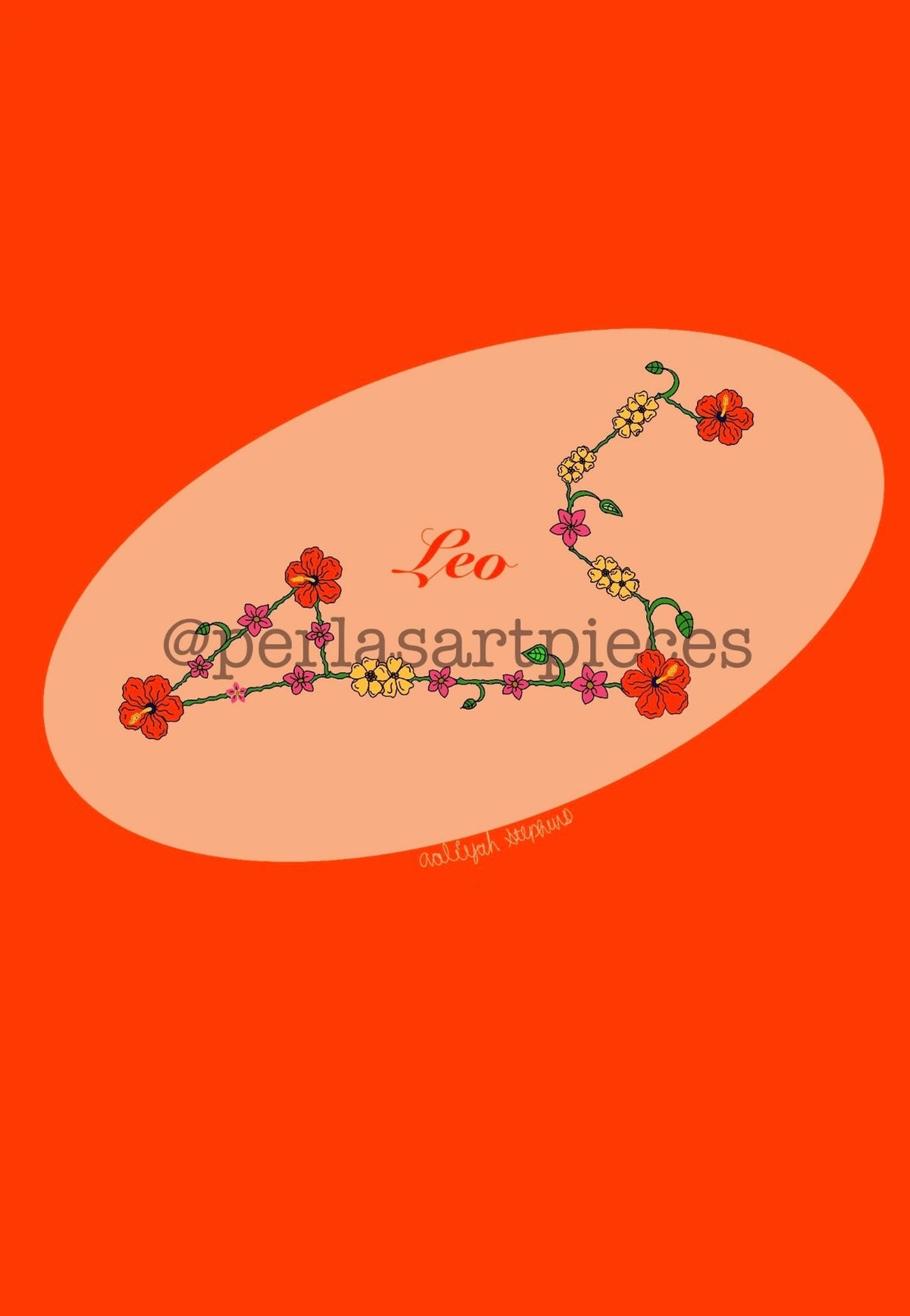 Leo Zodiac Flower Constellation Art Print