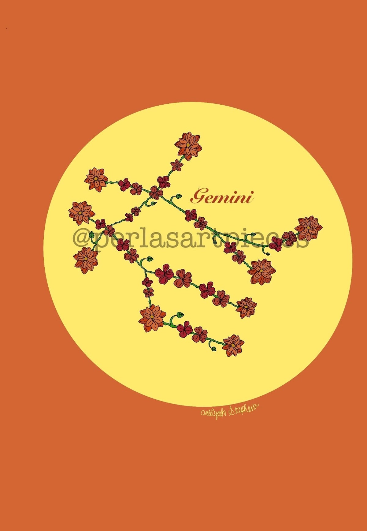 Gemini Zodiac Flower Constellation Art Print