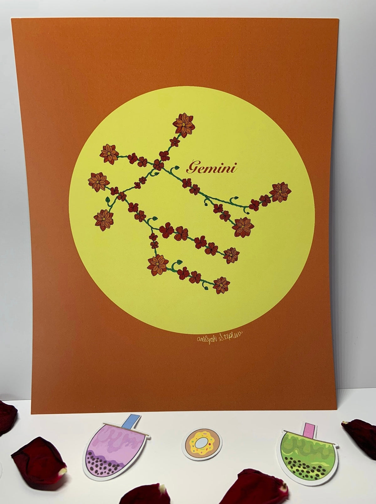 Gemini Zodiac Flower Constellation Art Print