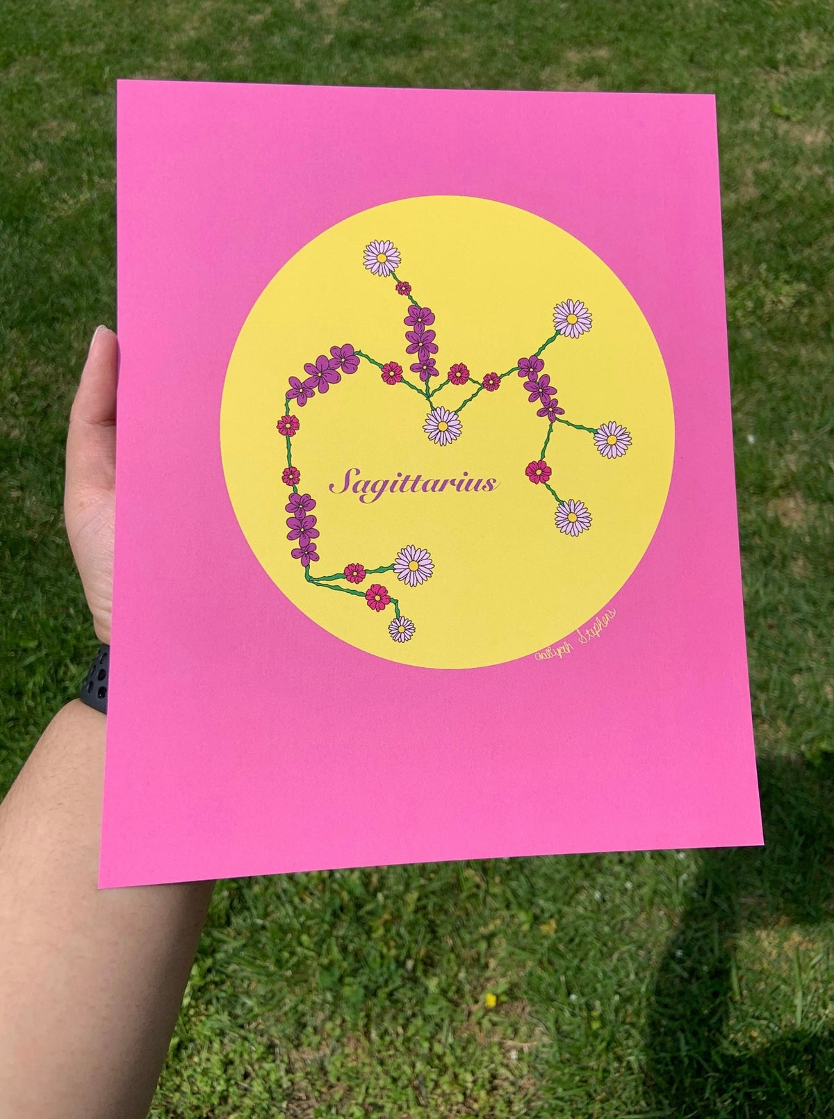 Sagittarius Zodiac Flower Constellation Art Print