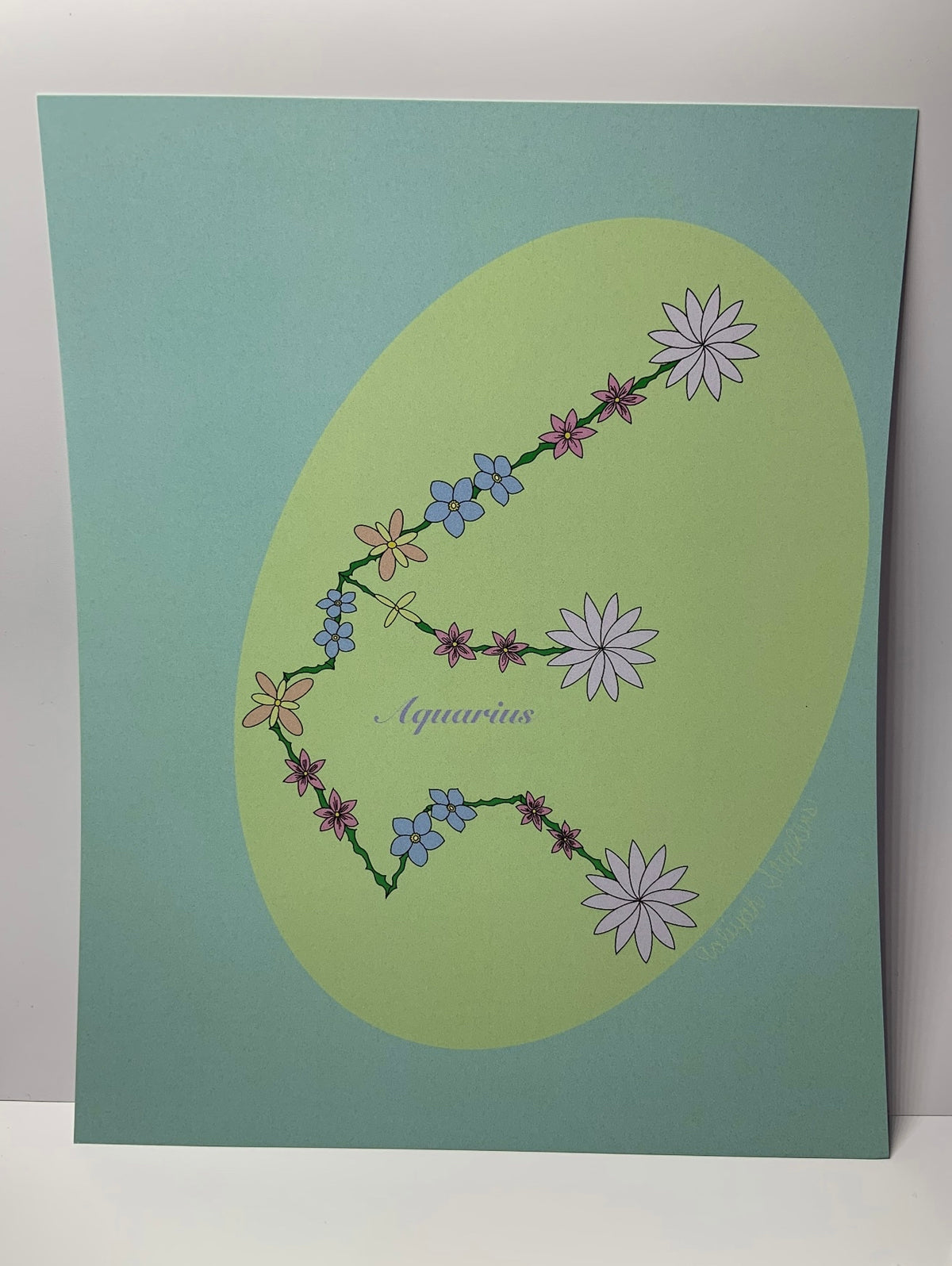 Aquarius Zodiac Flower Constellation Art Print