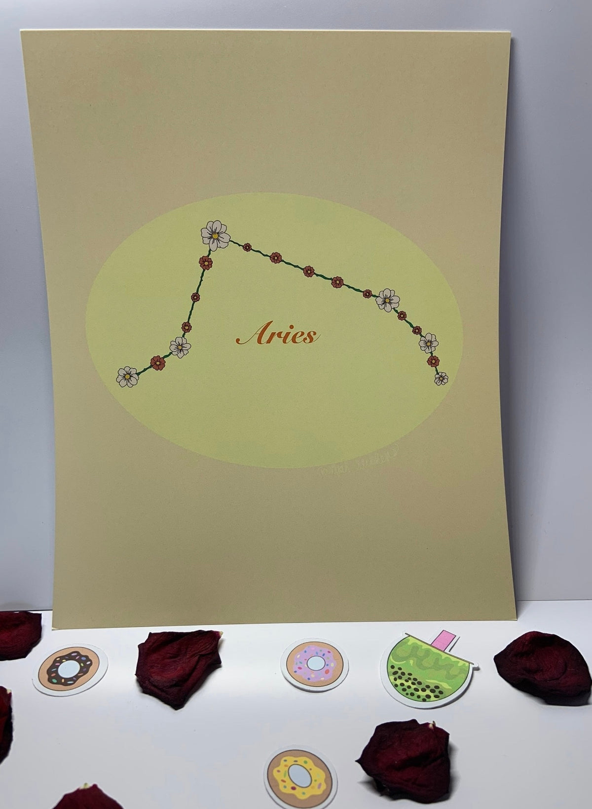Aries Flower Zodiac Constellation Art Print