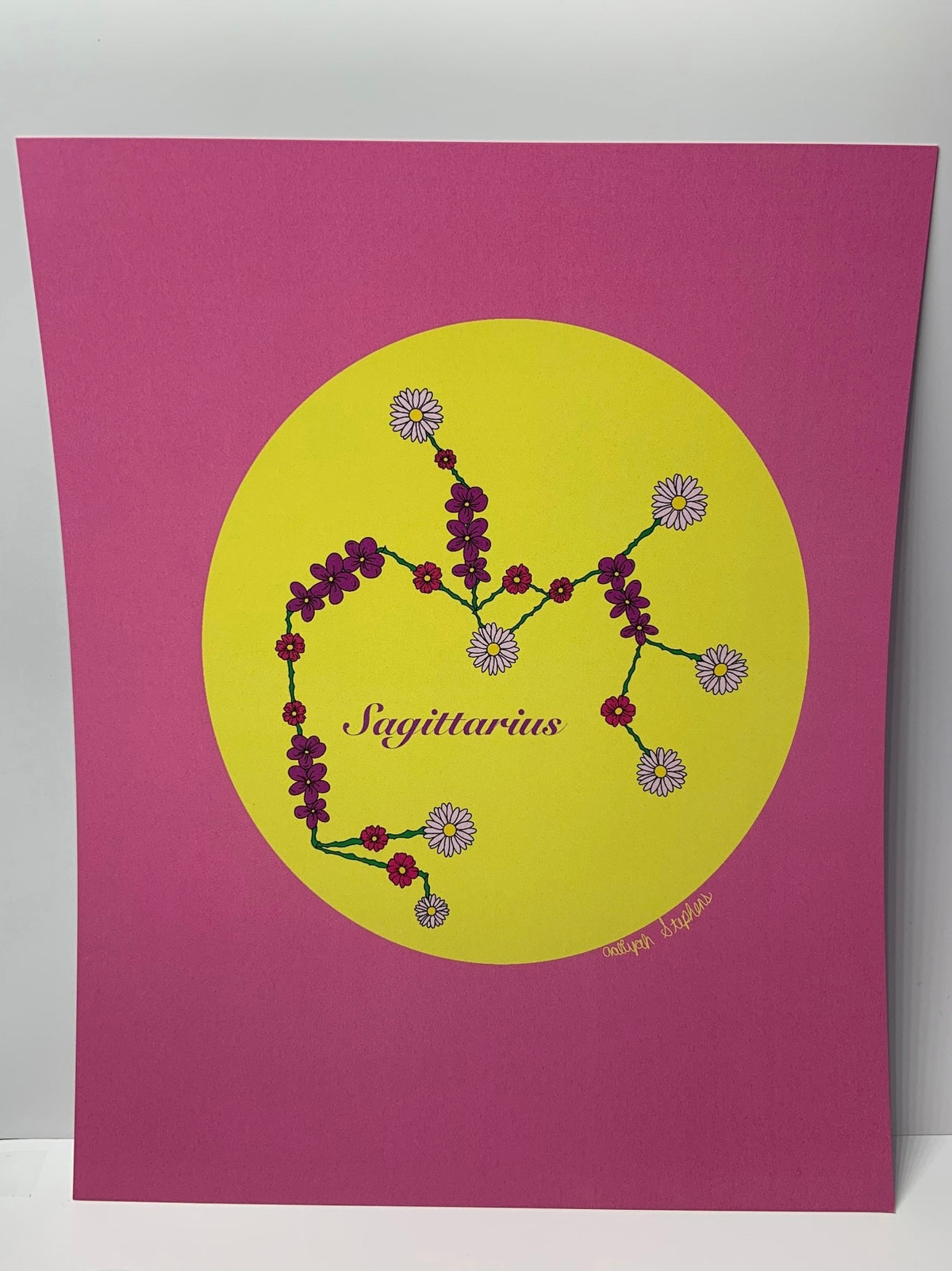 Sagittarius Zodiac Flower Constellation Art Print