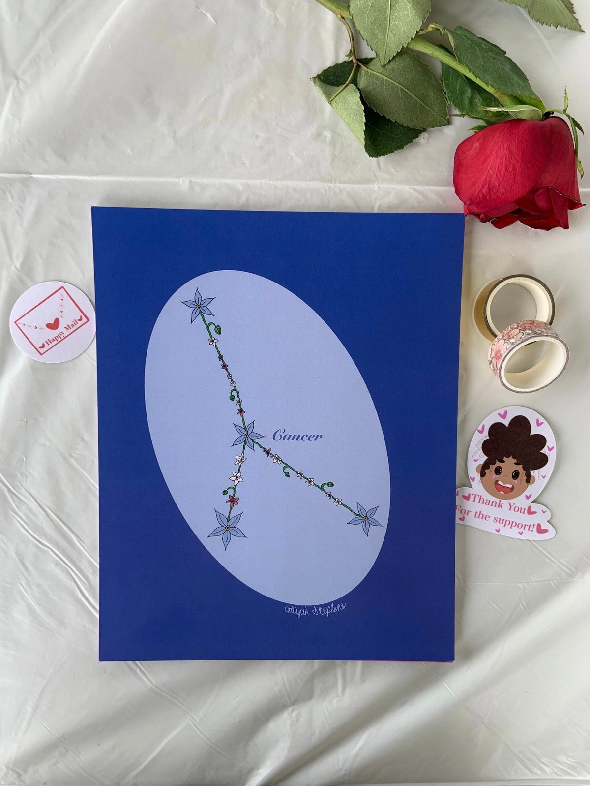 Cancer Zodiac Flower Constellation Art Print
