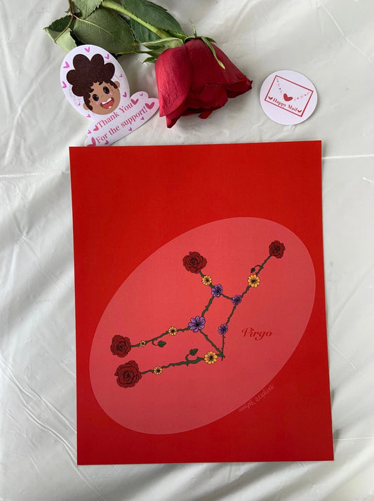 Virgo Zodiac Flower Constellation Art Print