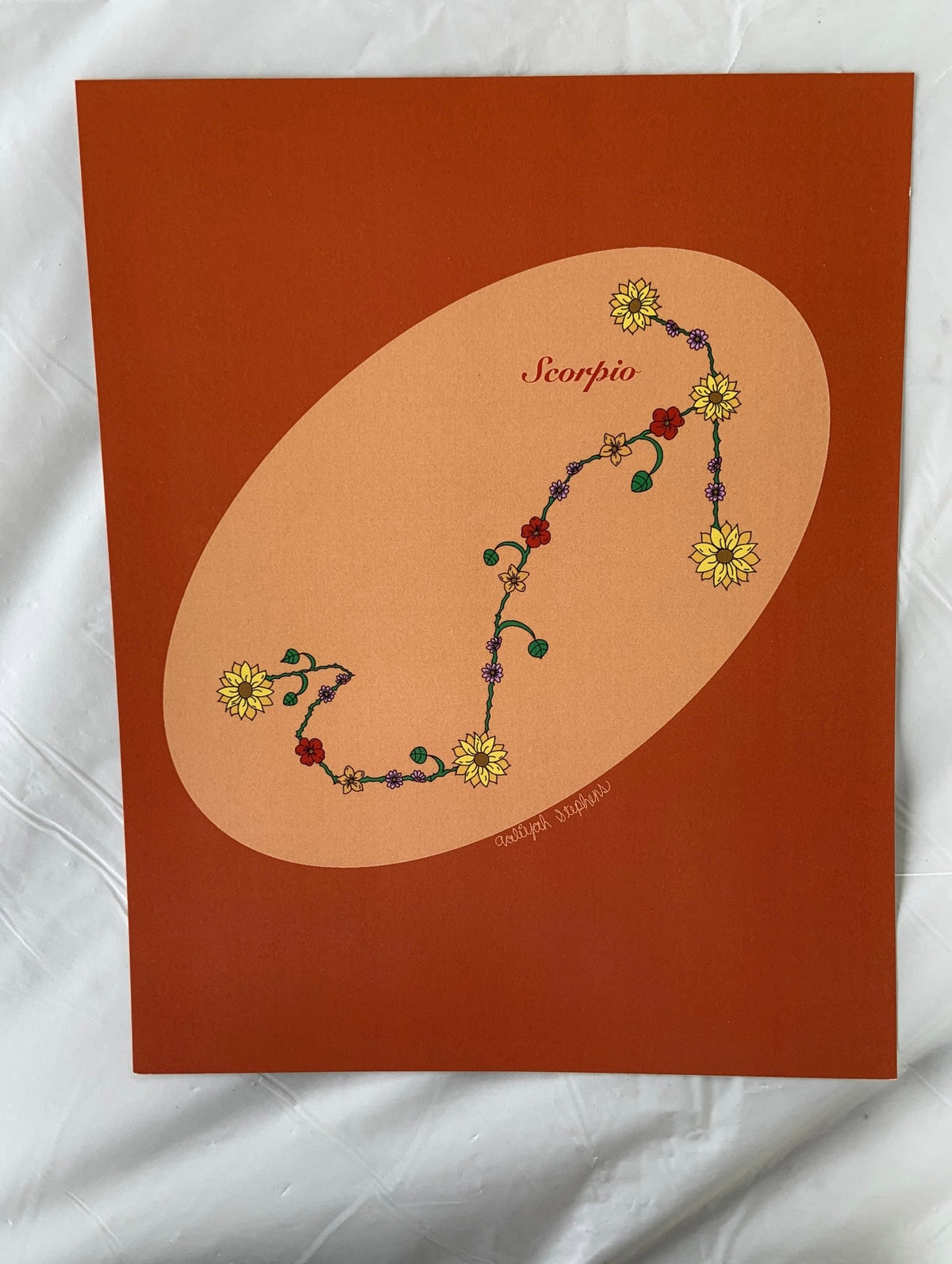 Scorpio Zodiac Flower Constellation Art Print