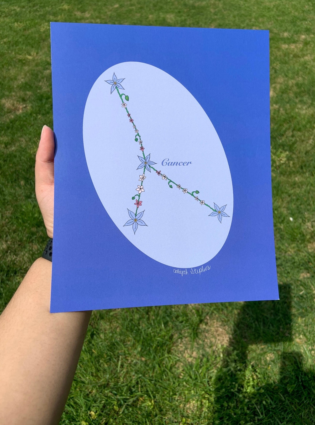 Cancer Zodiac Flower Constellation Art Print