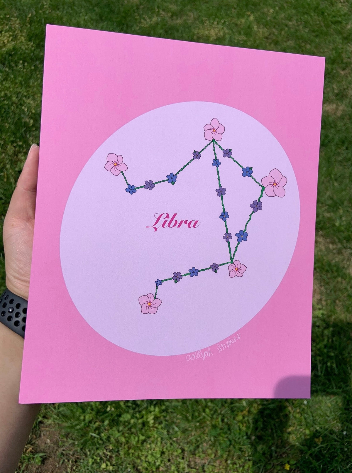 Libra Zodiac Flower Constellation Art Print
