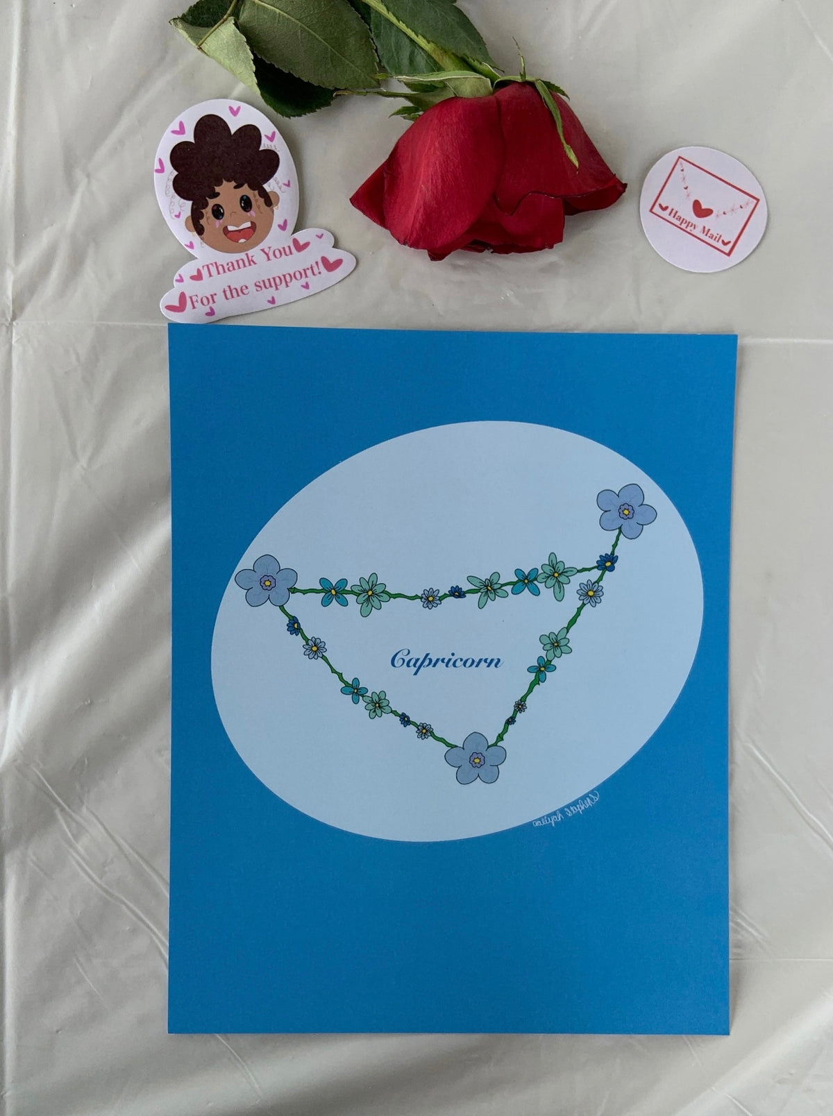 Capricorn Zodiac Flower Constellation Art Print