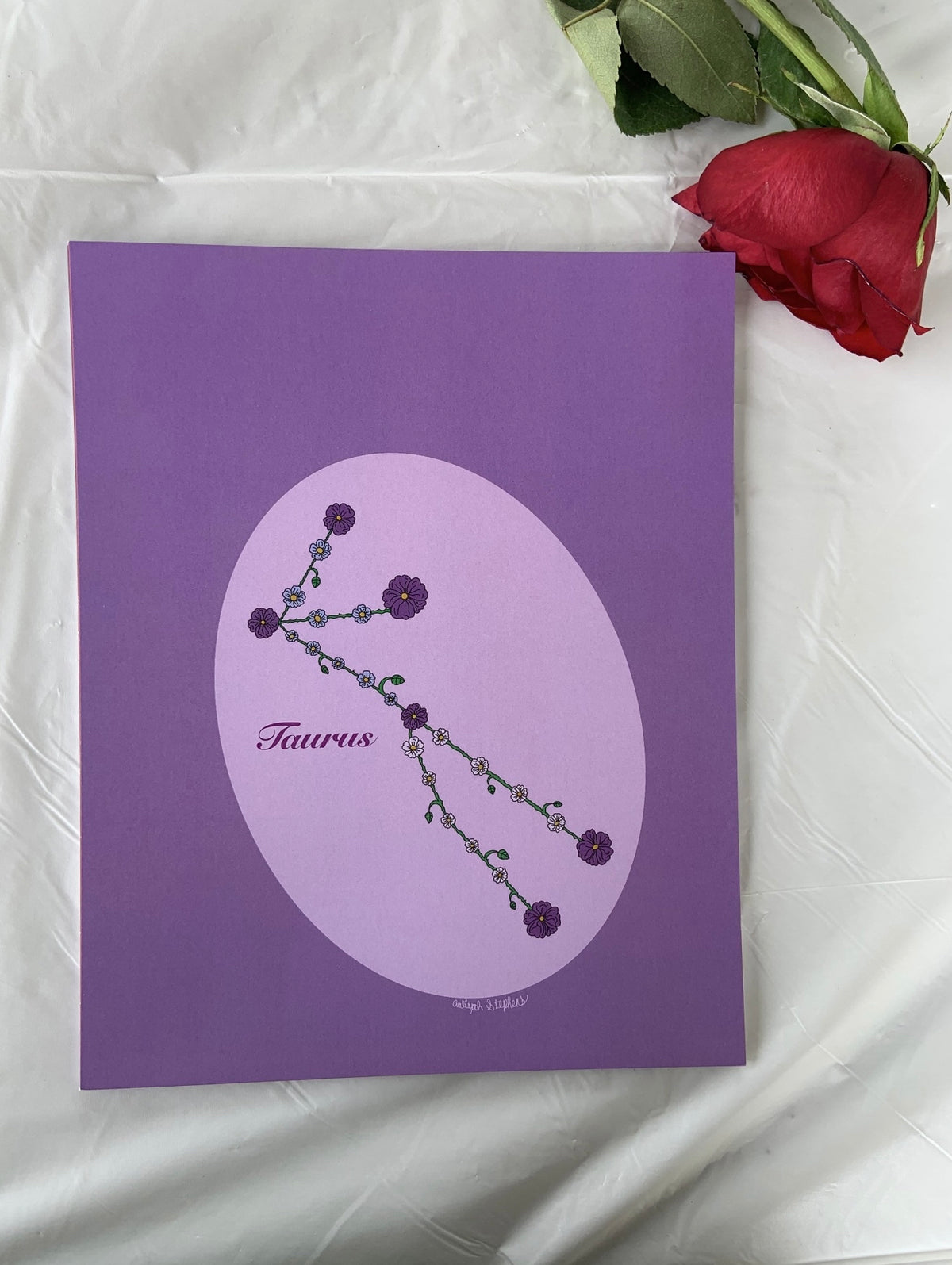 Taurus Zodiac Flower Constellation Art Print