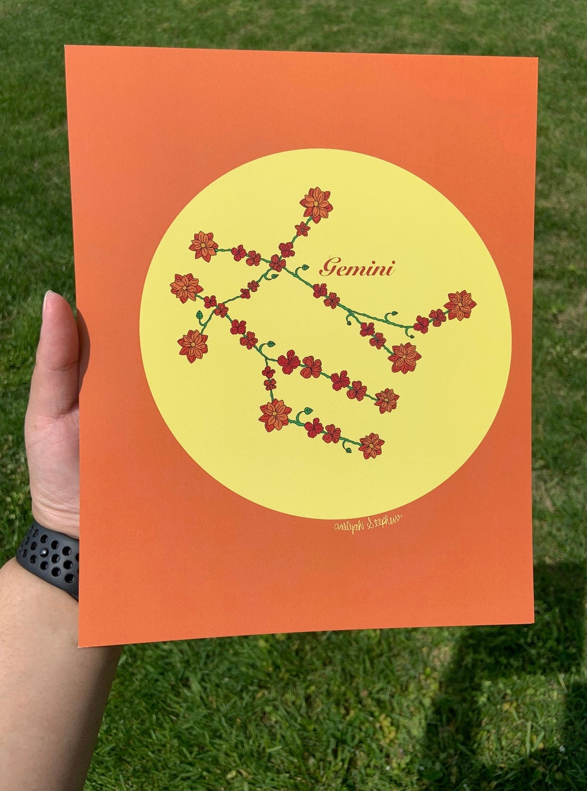 Gemini Zodiac Flower Constellation Art Print