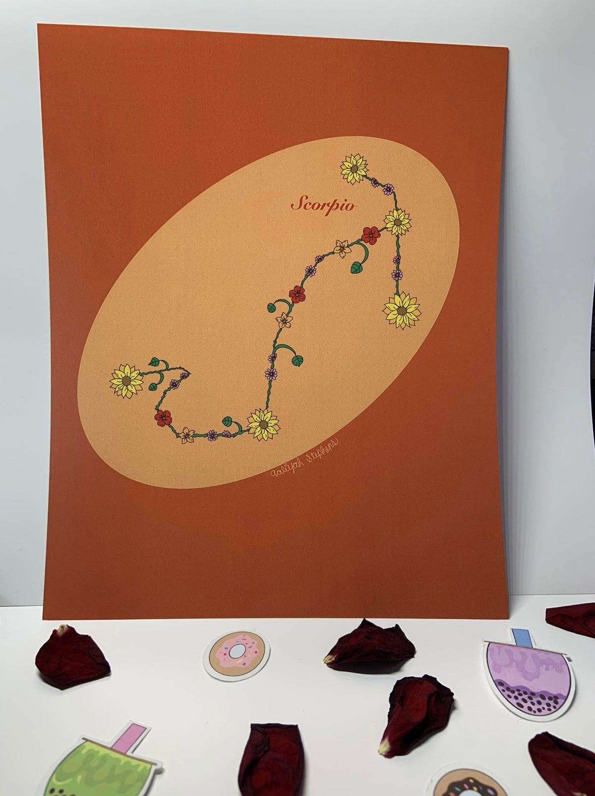 Scorpio Zodiac Flower Constellation Art Print