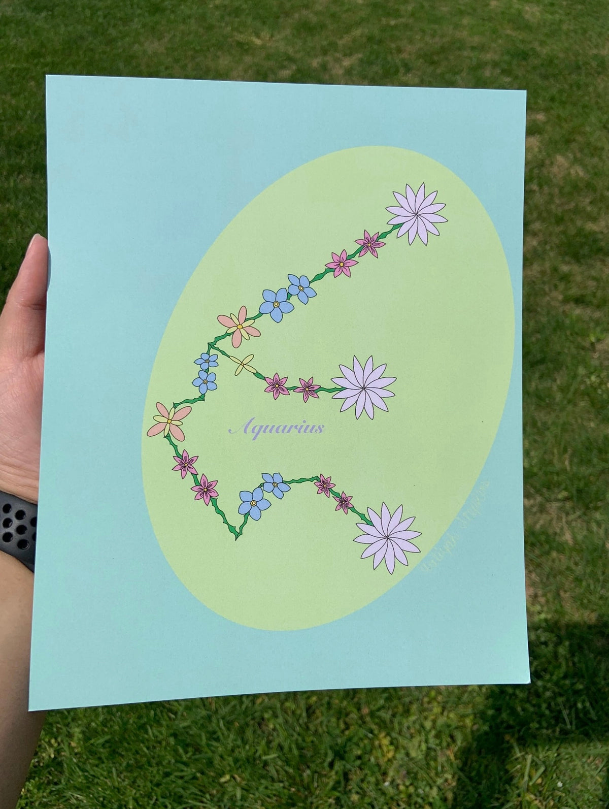 Aquarius Zodiac Flower Constellation Art Print
