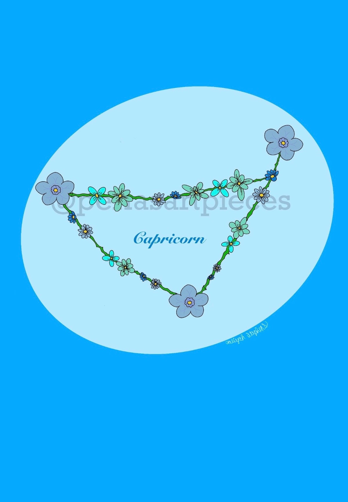 Capricorn Zodiac Flower Constellation Art Print