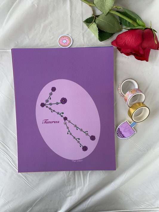 Taurus Zodiac Flower Constellation Art Print