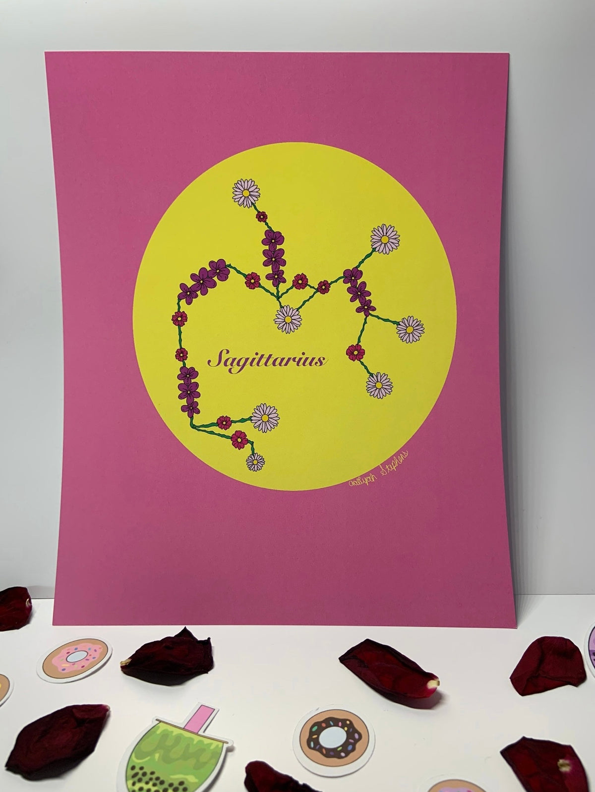 Sagittarius Zodiac Flower Constellation Art Print