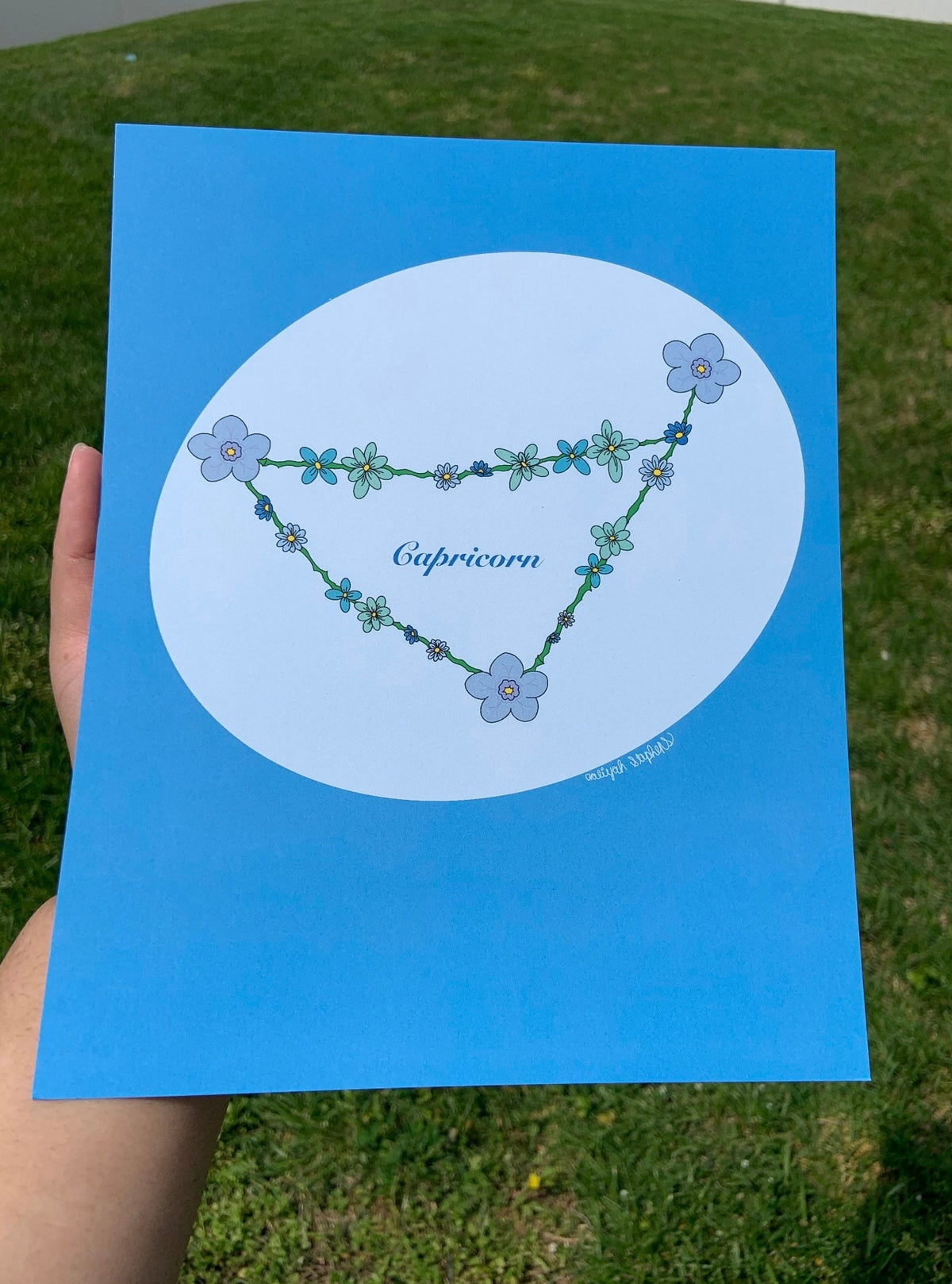 Capricorn Zodiac Flower Constellation Art Print