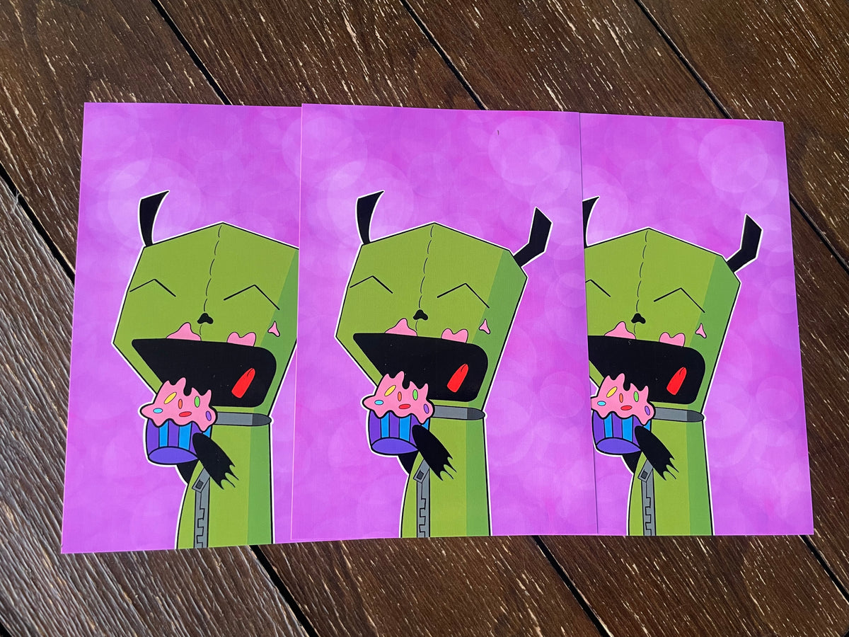 Gir Loves Cupcakes Art Print