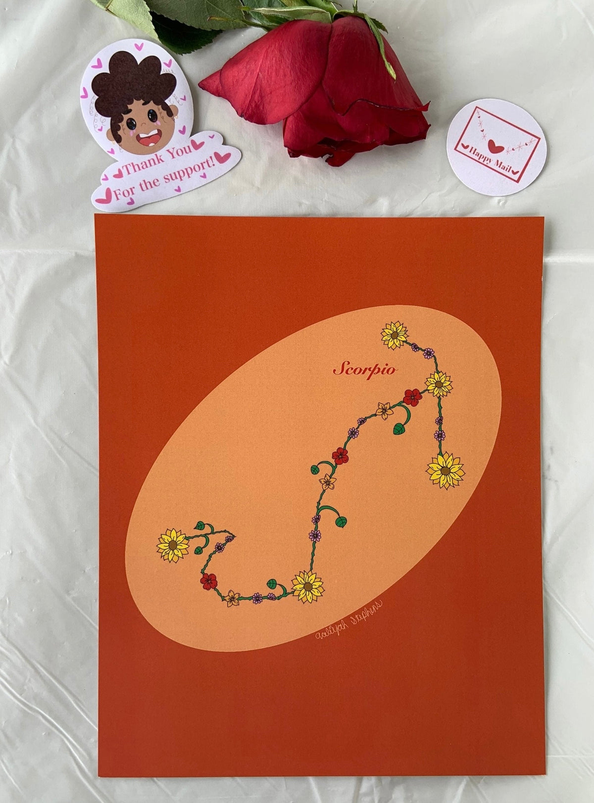 Scorpio Zodiac Flower Constellation Art Print