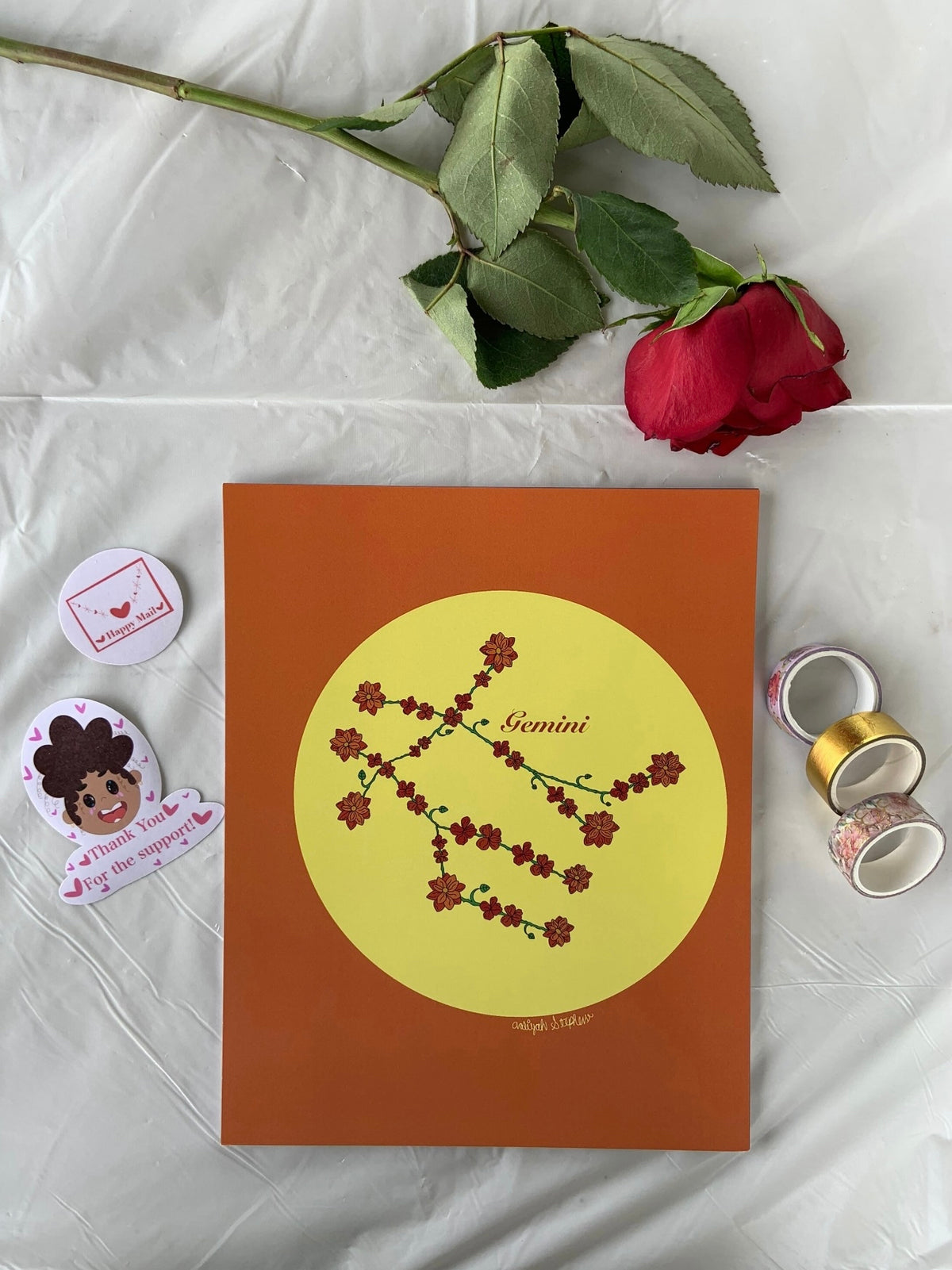 Gemini Zodiac Flower Constellation Art Print