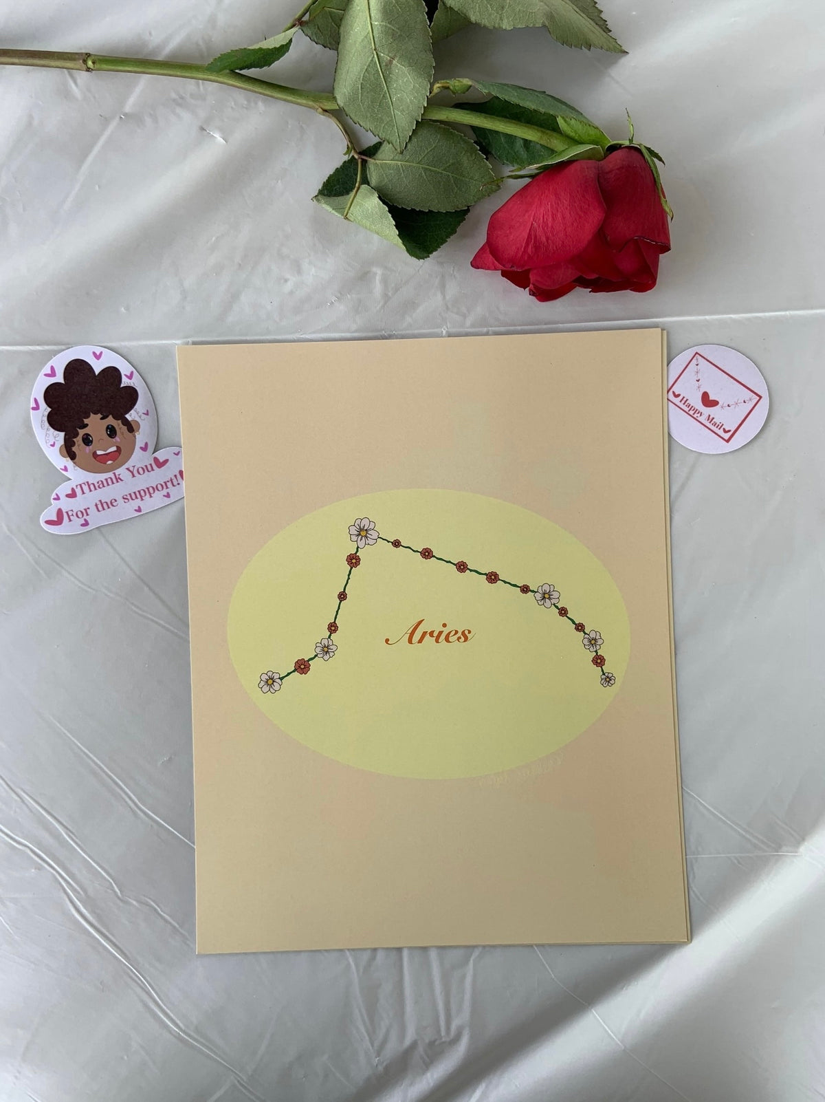 Aries Flower Zodiac Constellation Art Print
