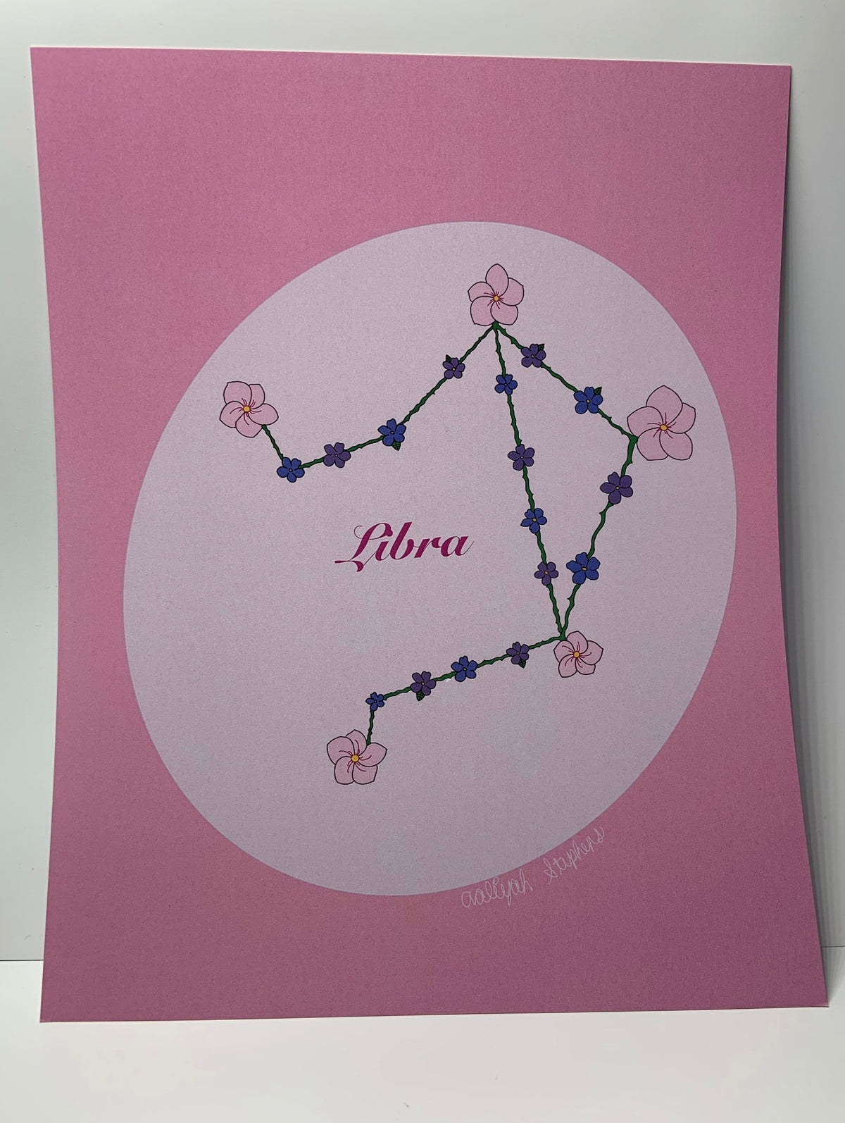 Libra Zodiac Flower Constellation Art Print