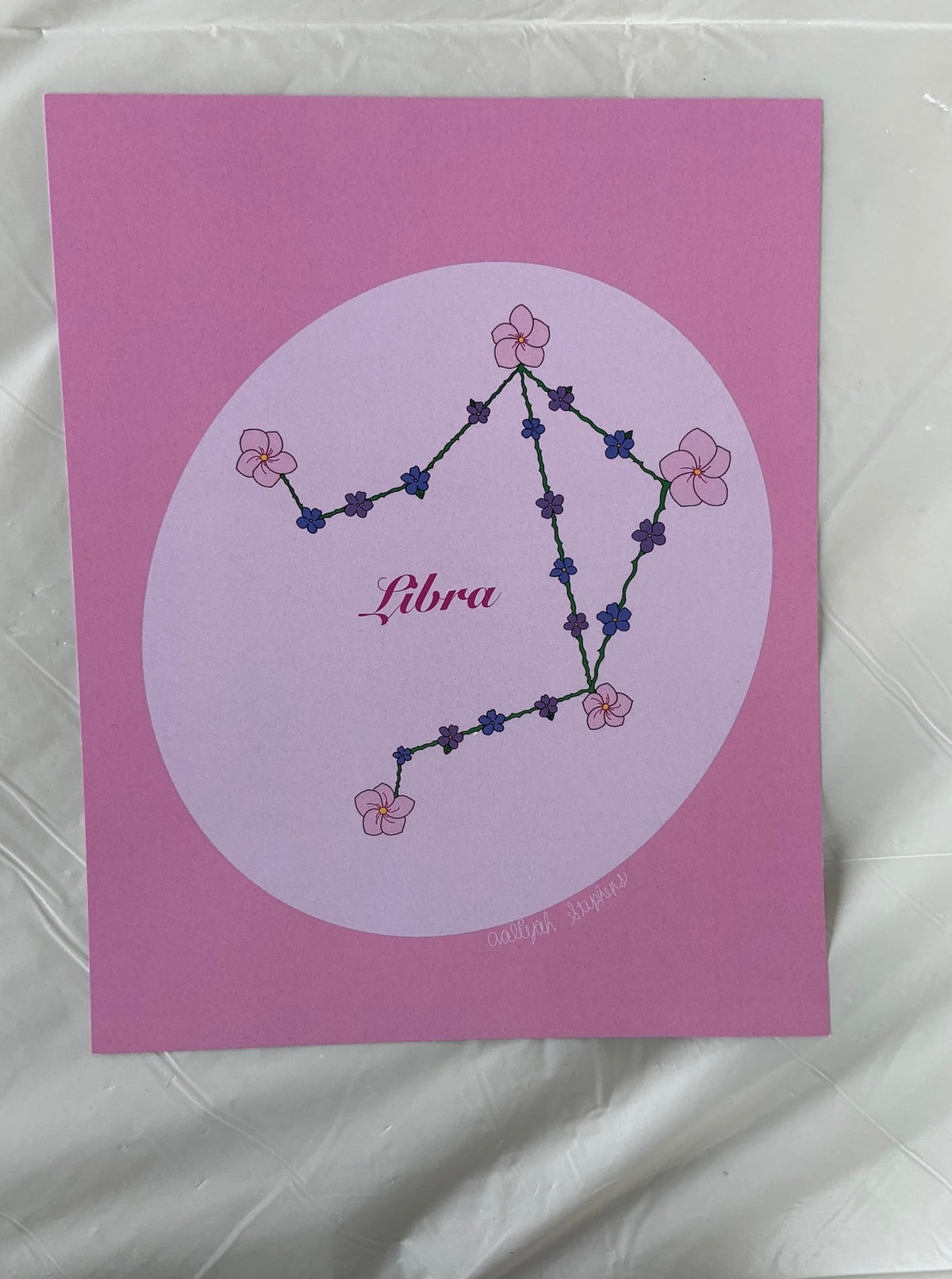 Libra Zodiac Flower Constellation Art Print