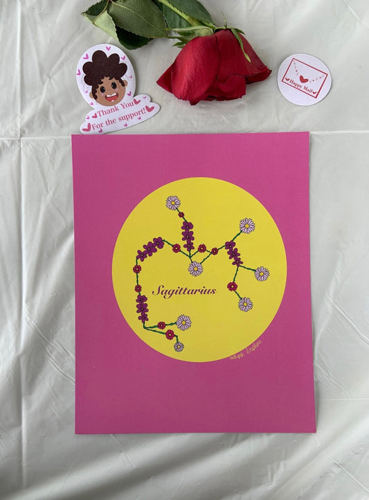 Sagittarius Zodiac Flower Constellation Art Print