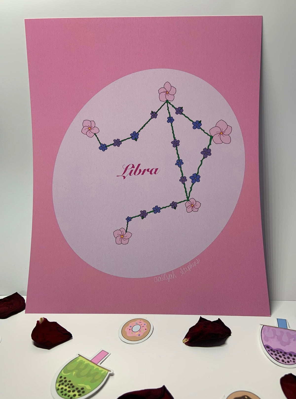 Libra Zodiac Flower Constellation Art Print