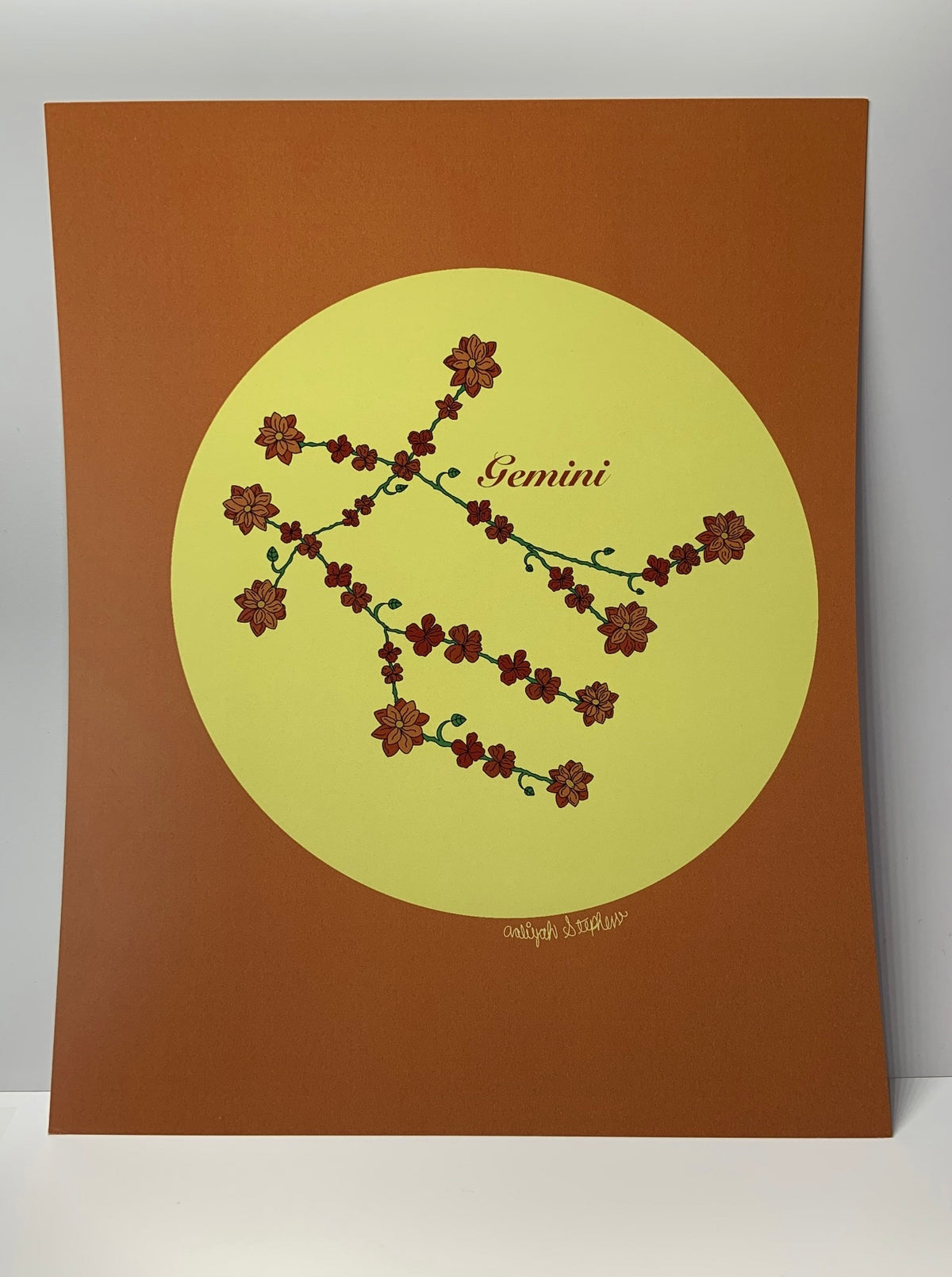 Gemini Zodiac Flower Constellation Art Print