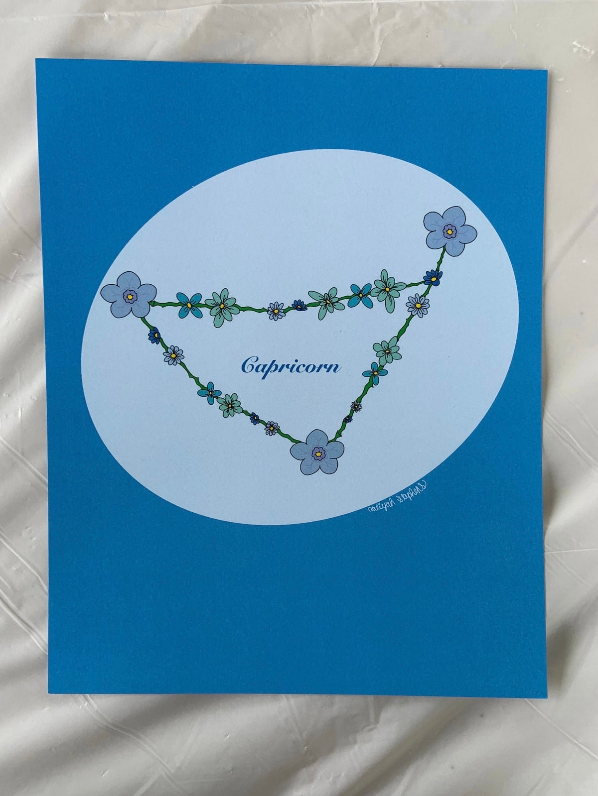 Capricorn Zodiac Flower Constellation Art Print