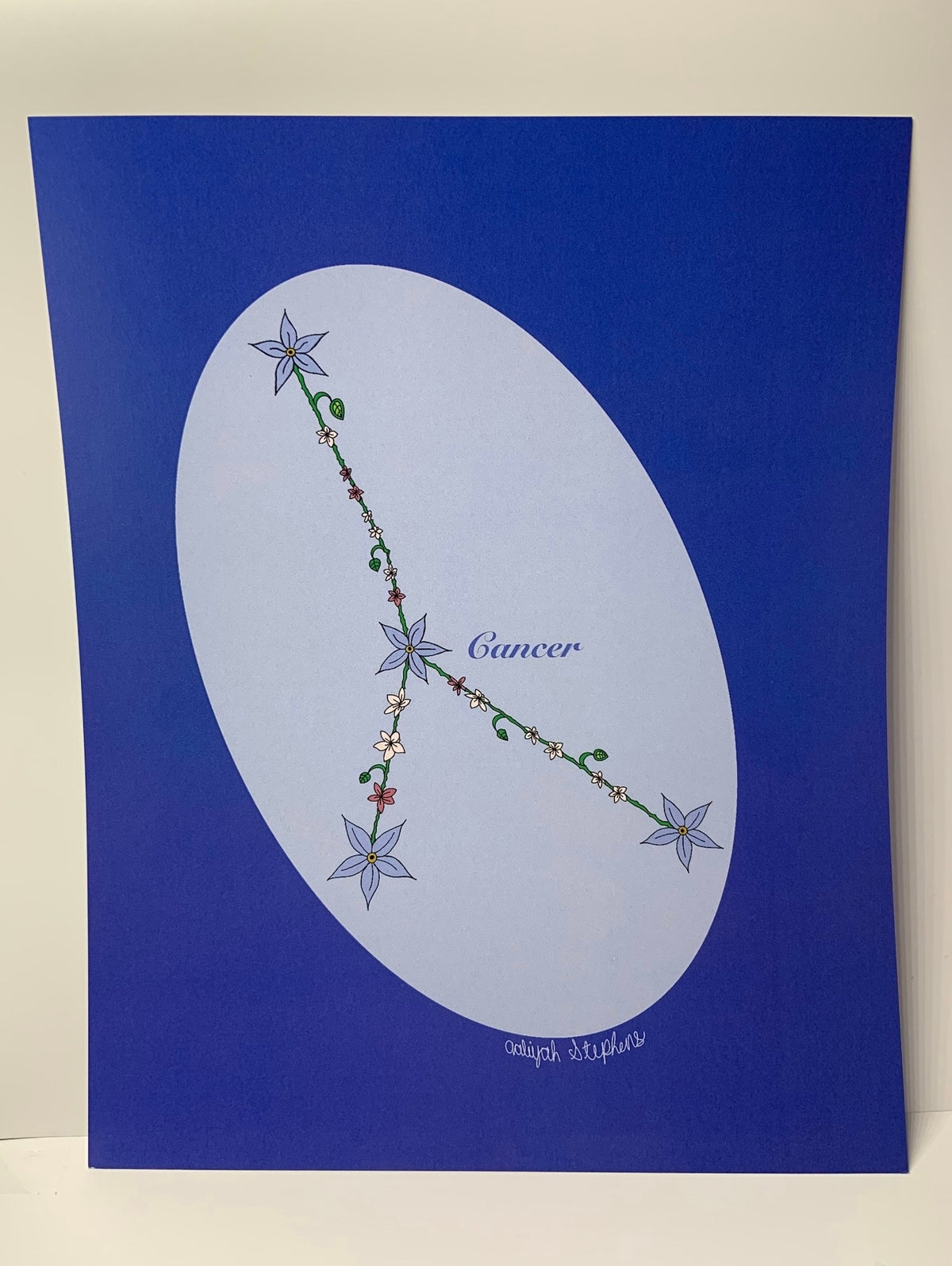 Cancer Zodiac Flower Constellation Art Print