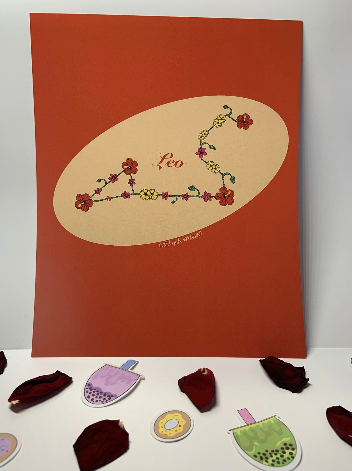 Leo Zodiac Flower Constellation Art Print