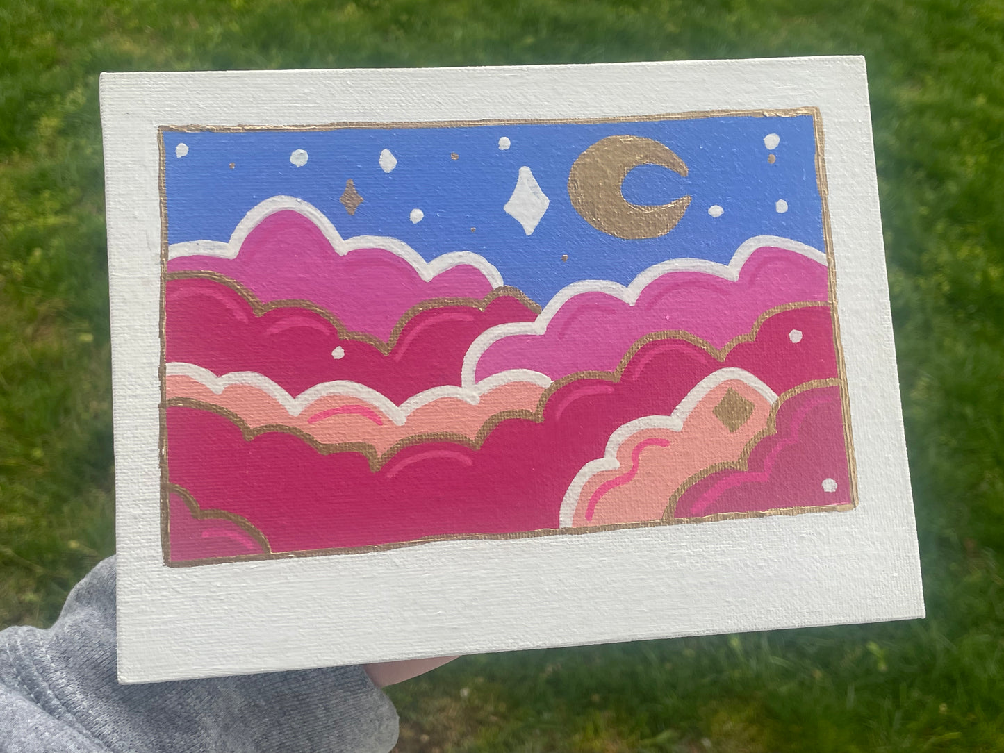 Pink Cloud Polaroid Painting