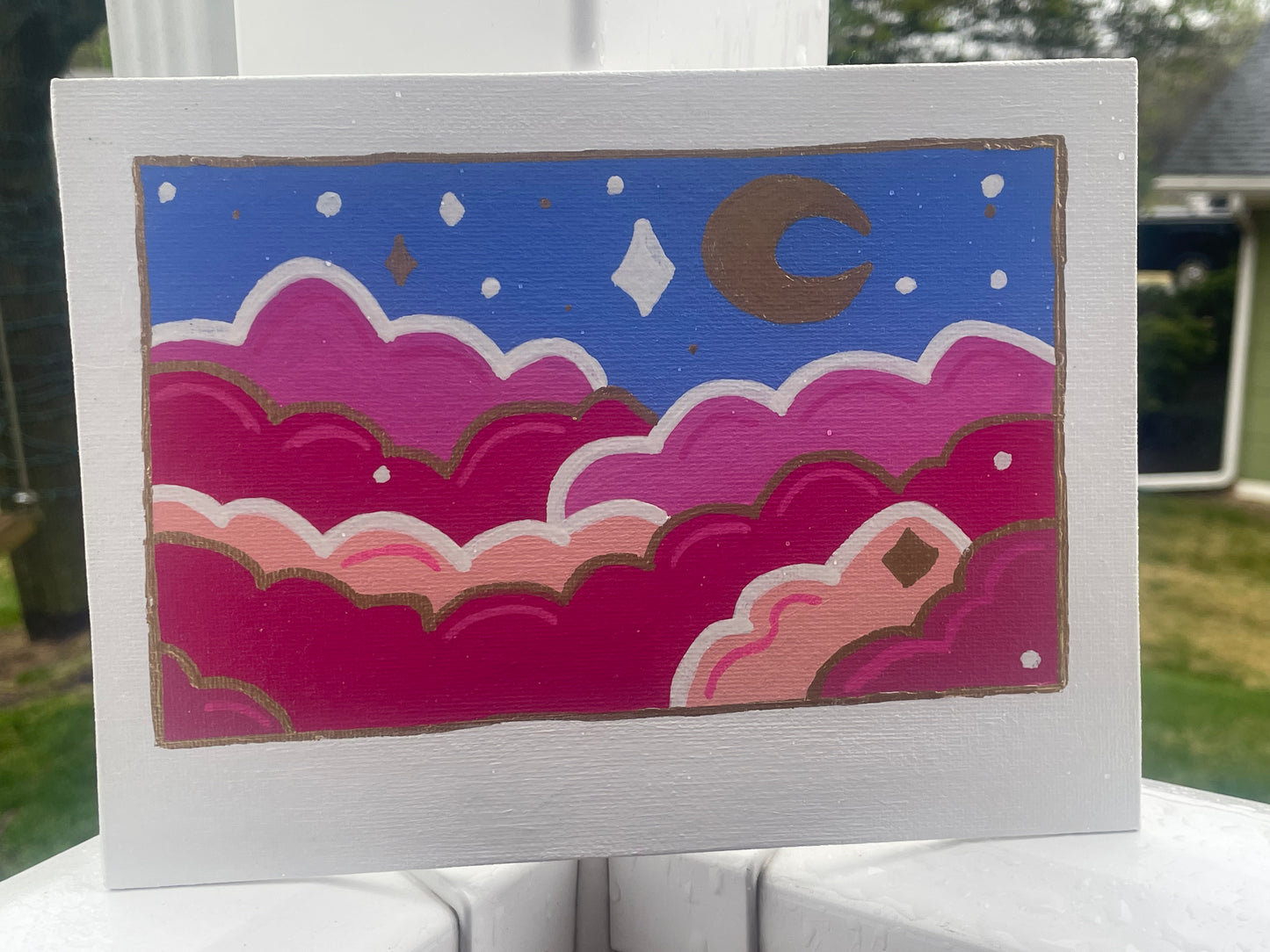 Pink Cloud Polaroid Painting