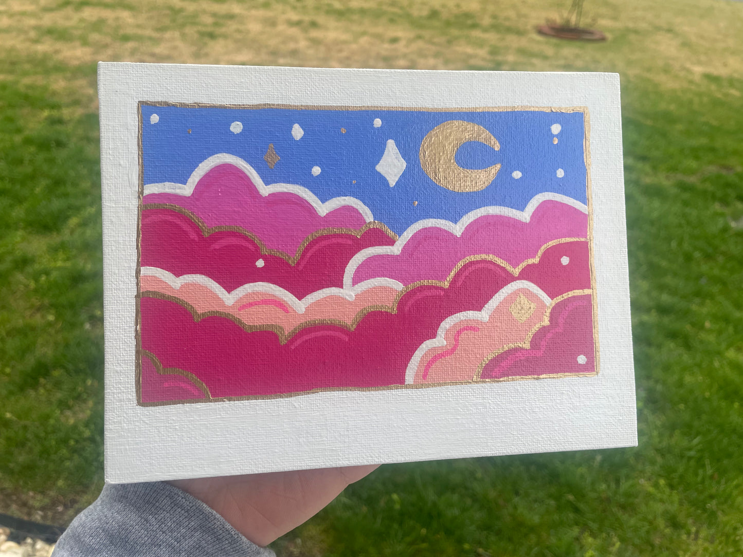Pink Cloud Polaroid Painting