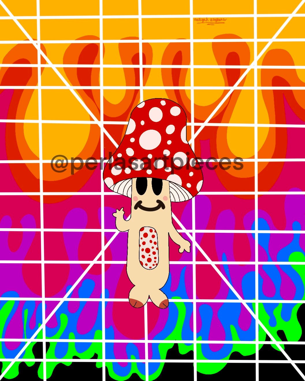 Marty Da Mushroom QueTee Original Character 8x10 Art Print